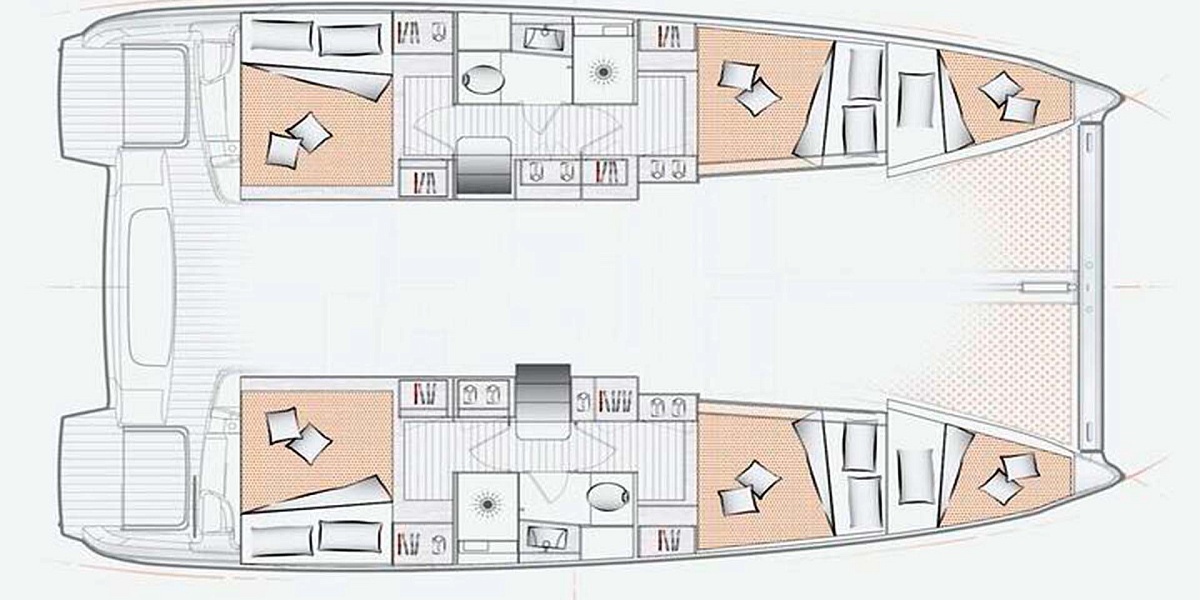 Аренда катамарана Excess 11 на Пхукете | план палуб